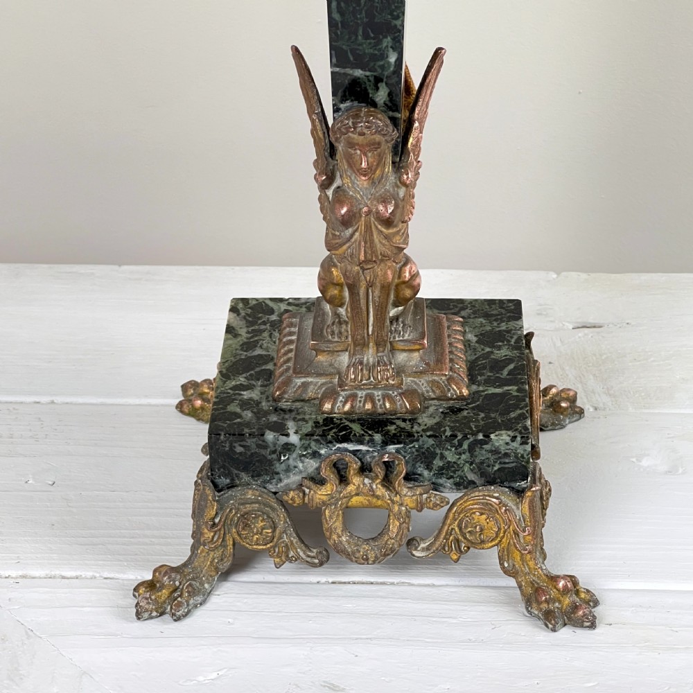 Pair Of C19th French Gilt Bronze and Marble Candelabra Lamps View III
