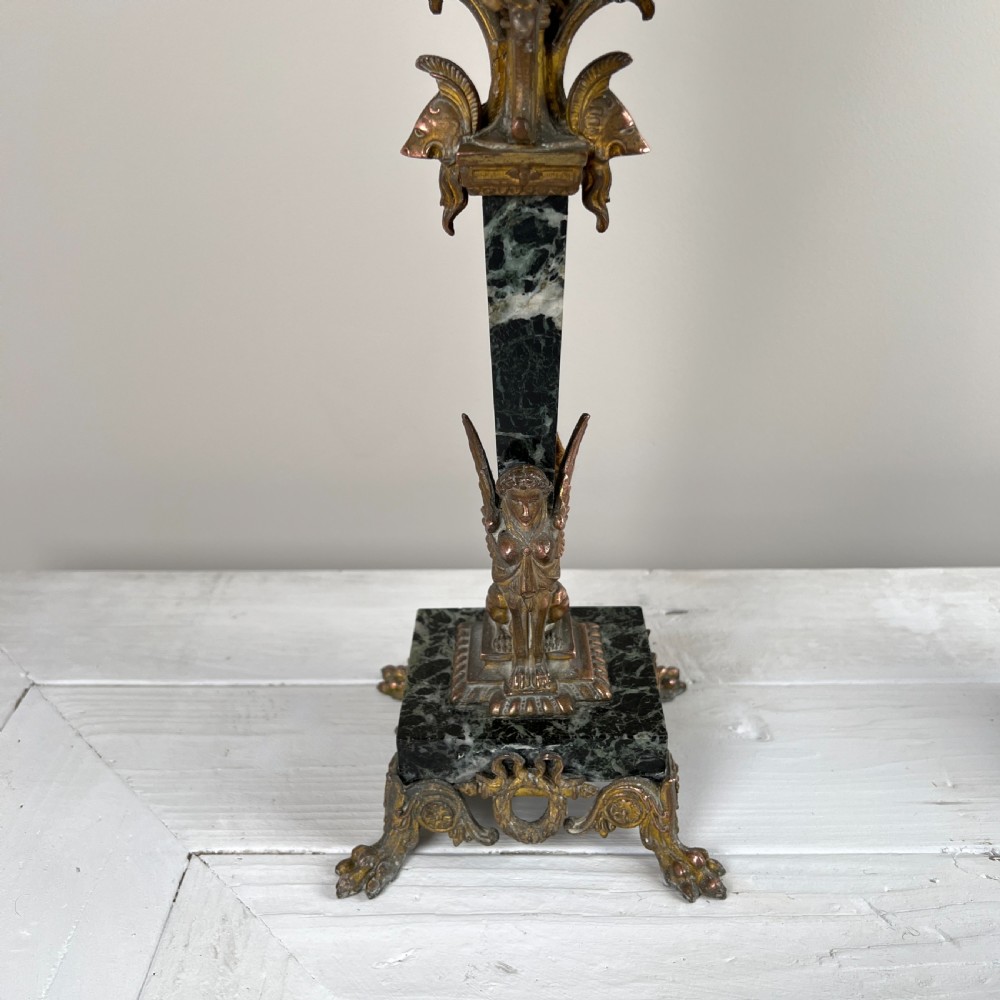 Pair Of C19th French Gilt Bronze and Marble Candelabra Lamps View V