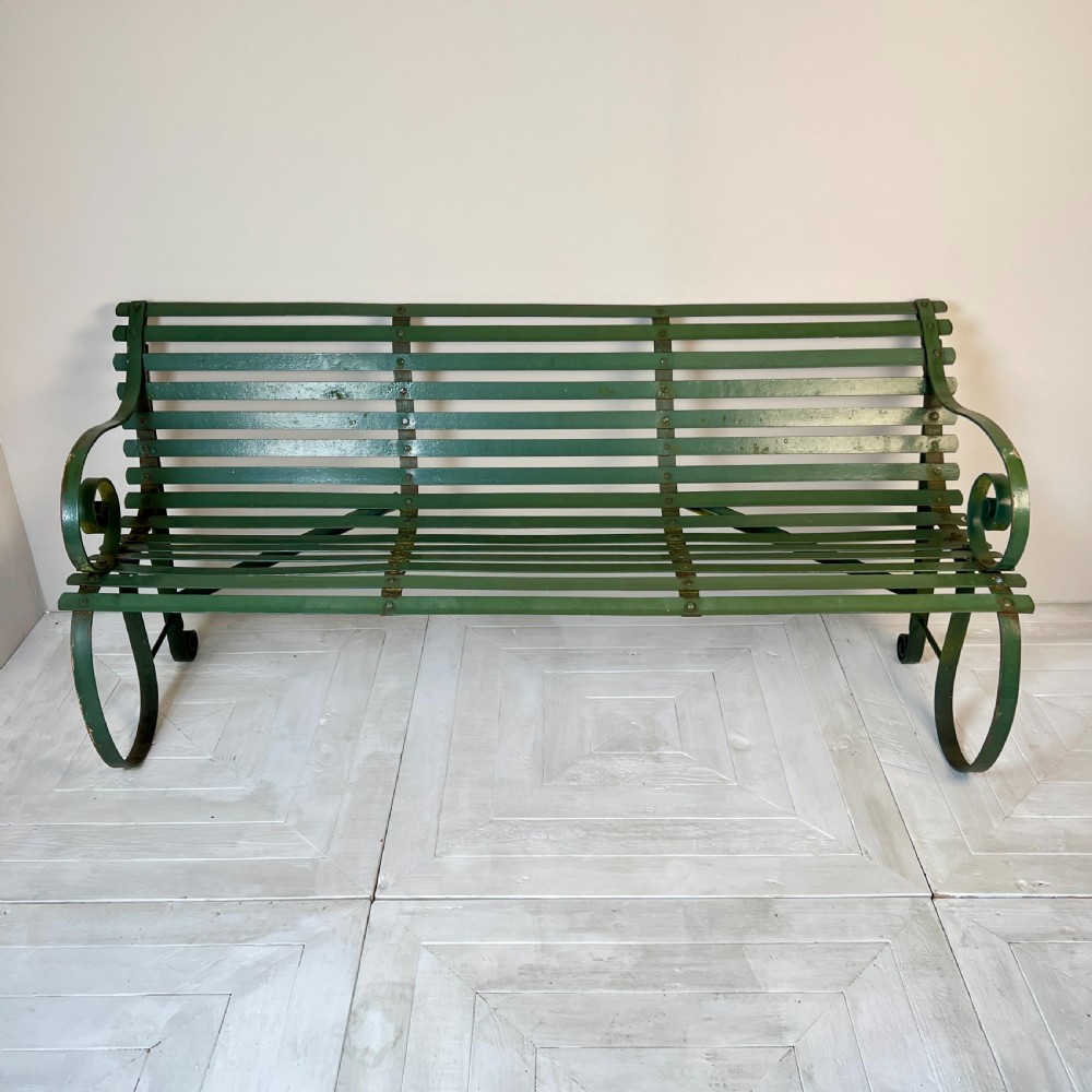 Wrought Iron Strap Work Garden Bench View II