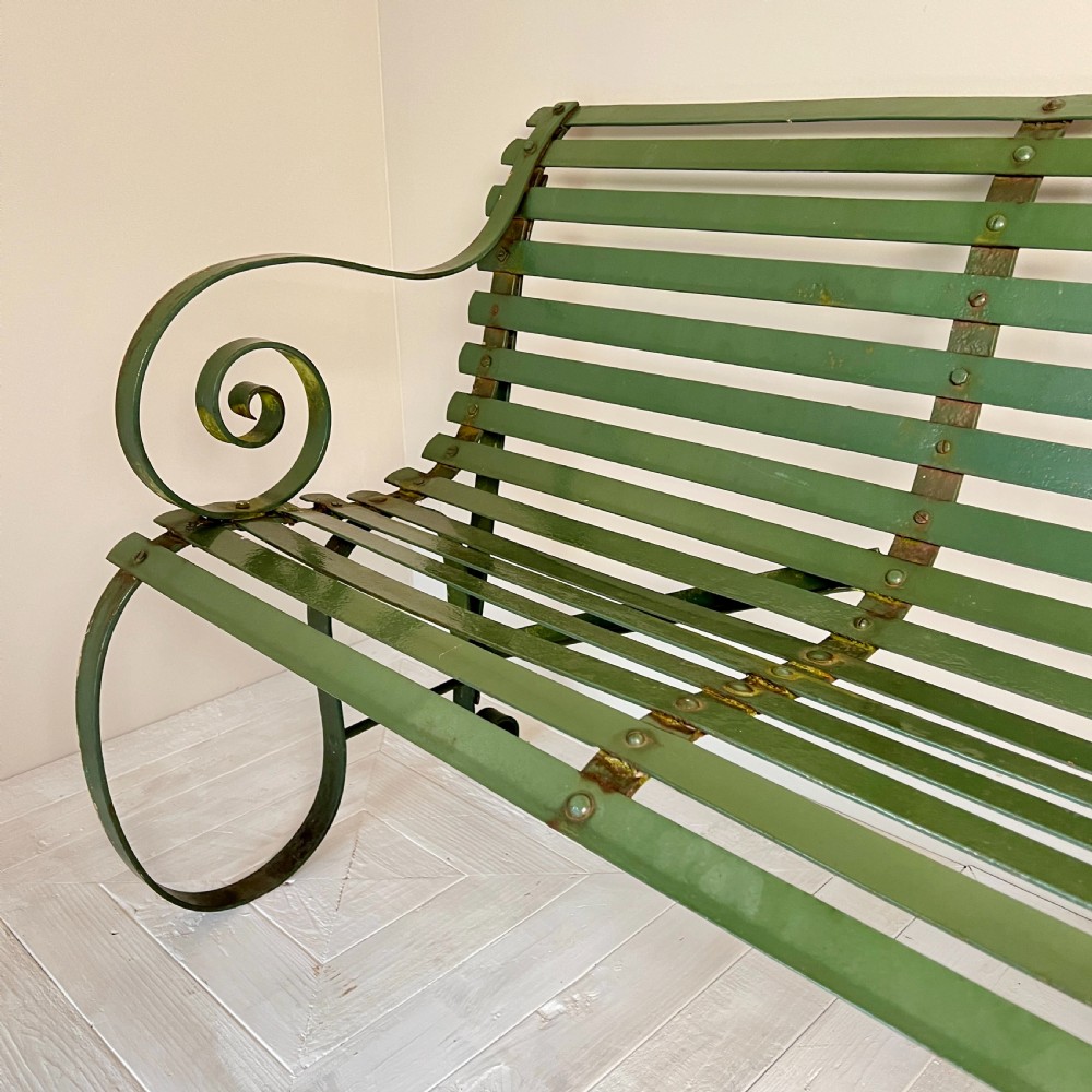 Wrought Iron Strap Work Garden Bench View III