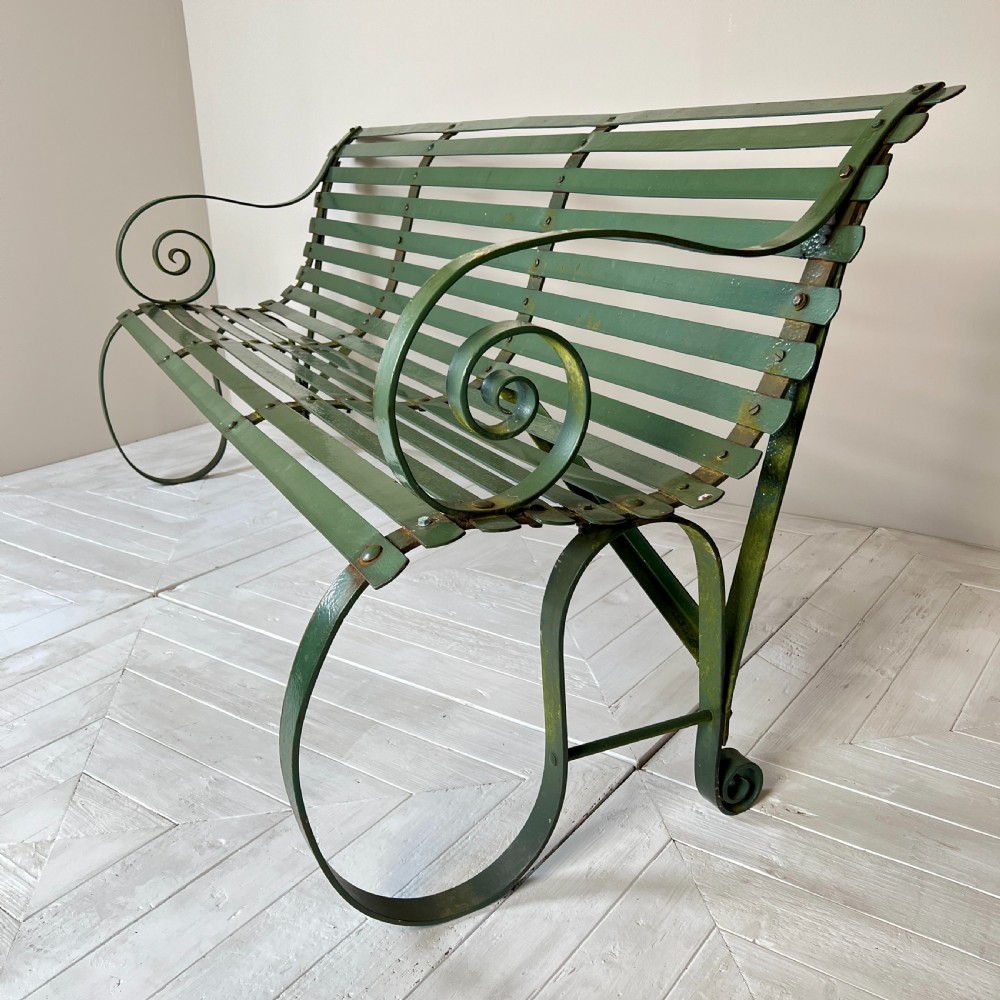 Wrought Iron Strap Work Garden Bench View IV