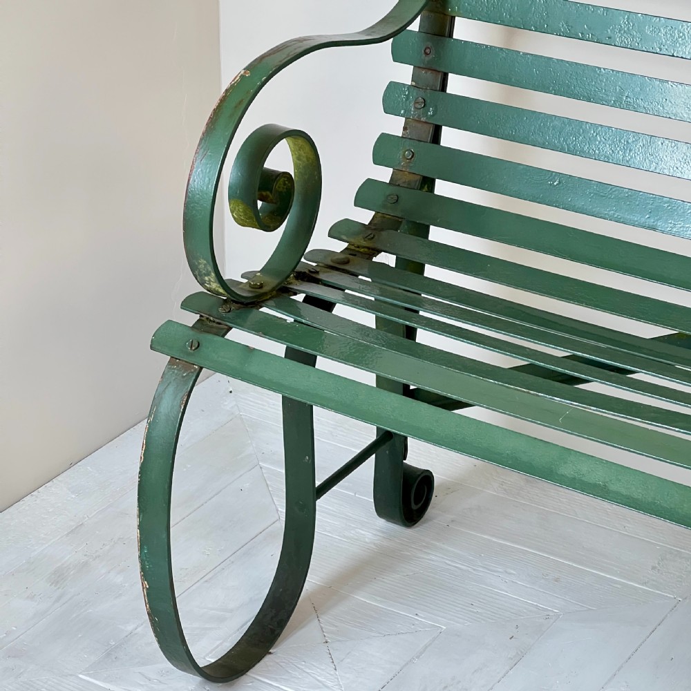 Wrought Iron Strap Work Garden Bench View V