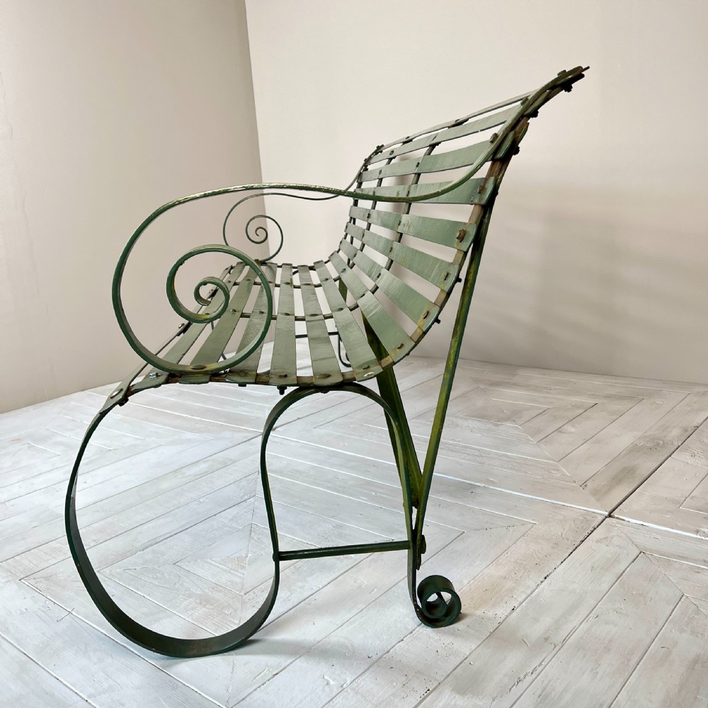 Wrought Iron Strap Work Garden Bench View VI