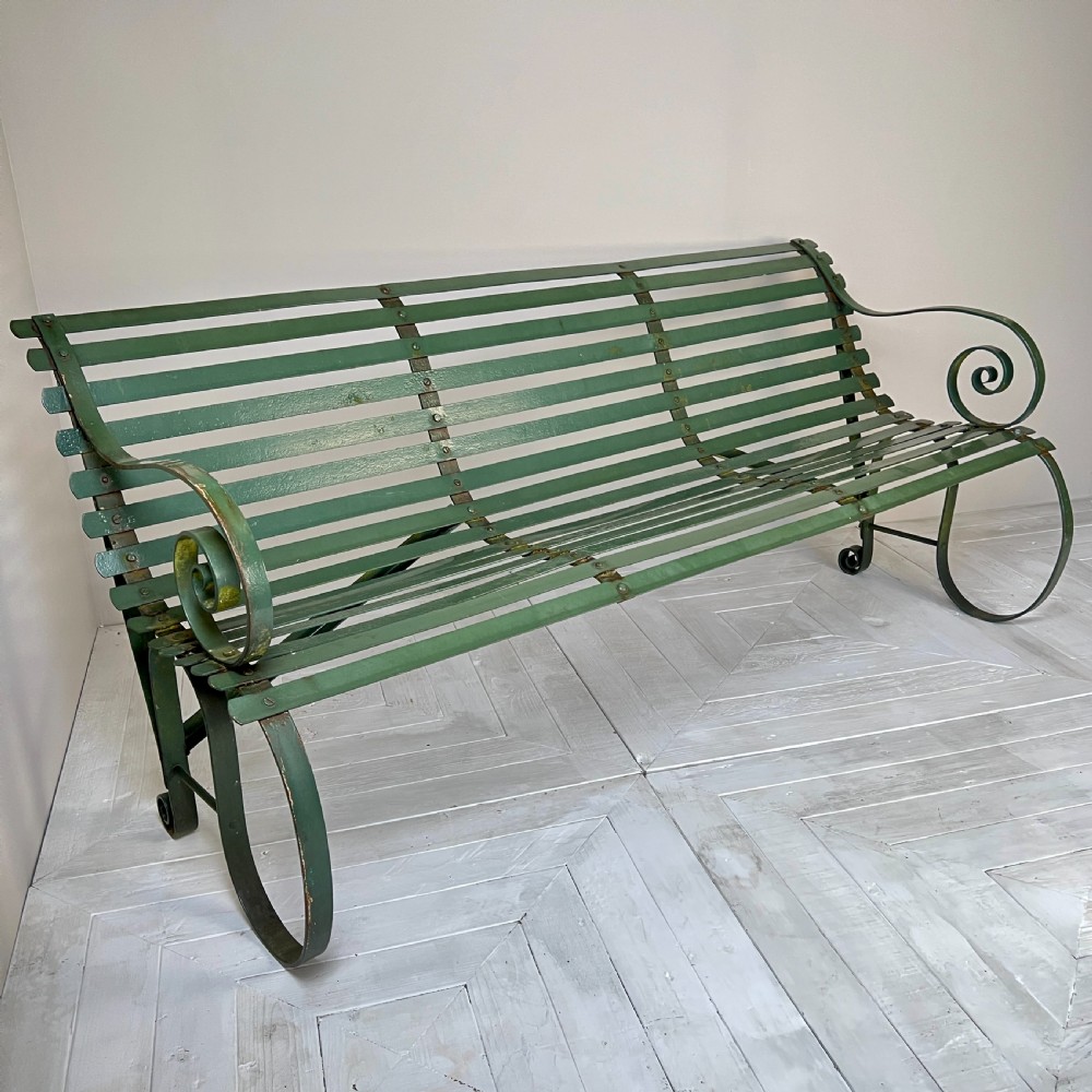 Wrought Iron Strap Work Garden Bench View VII
