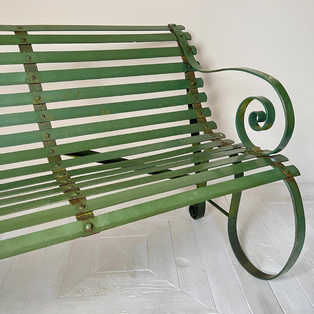 Wrought Iron Strap Work Garden Bench View VIII