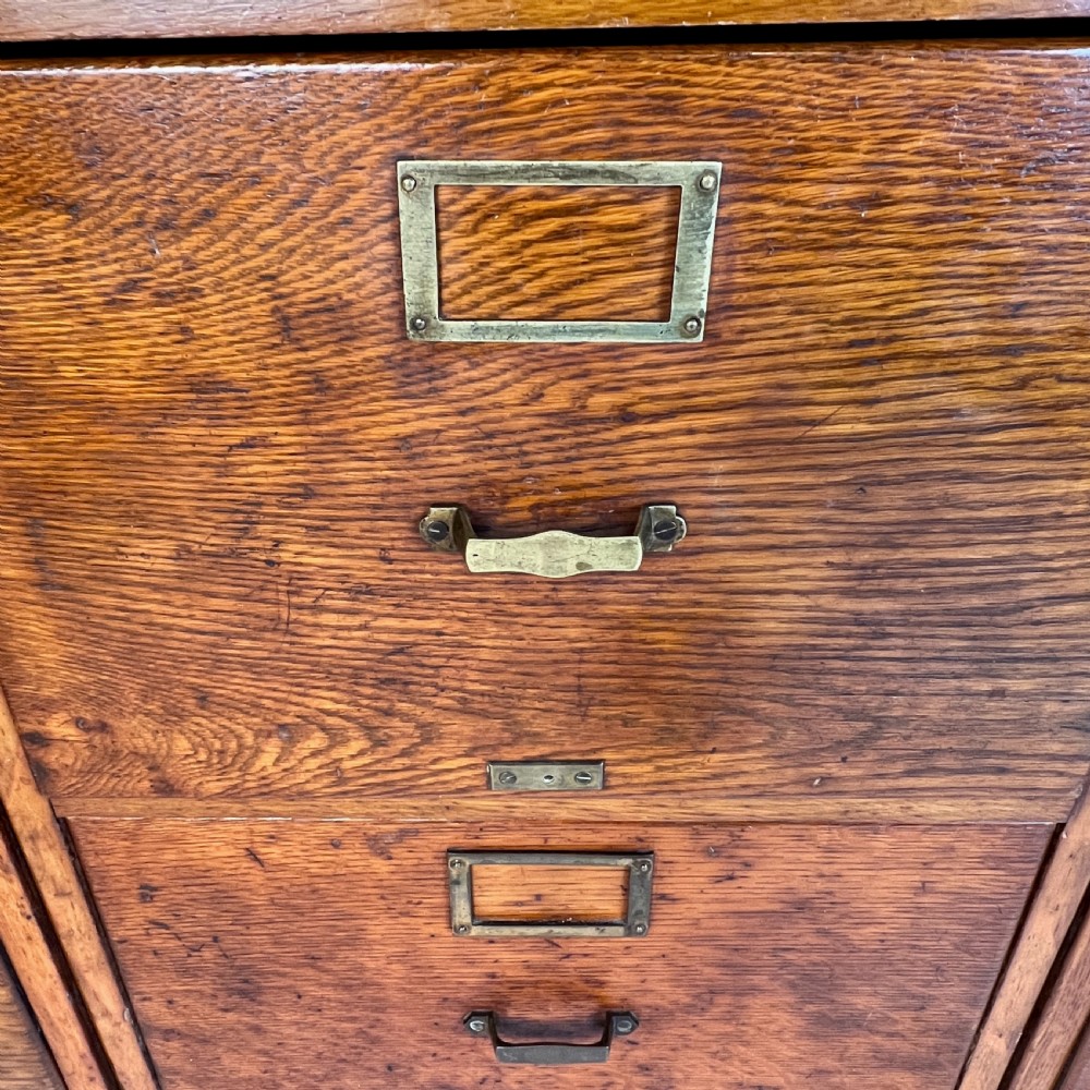 Vintage Oak Twelve Drawer Filing Cabinet  View II