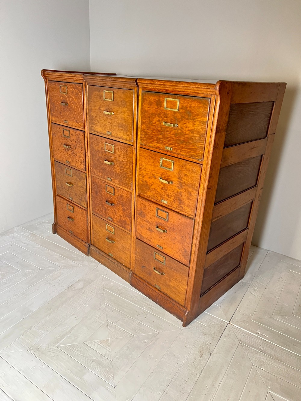Vintage Oak Twelve Drawer Filing Cabinet  View VII