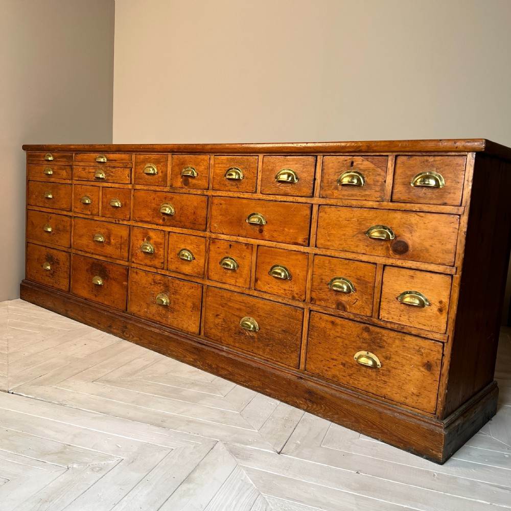 Antique Bank Of Chemist Or Apothecary Drawers View II