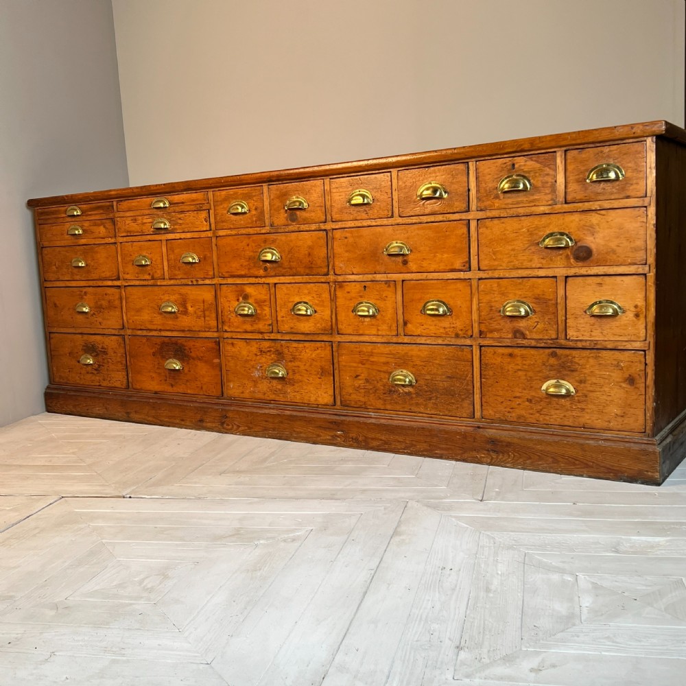 Antique Bank Of Chemist Or Apothecary Drawers View III