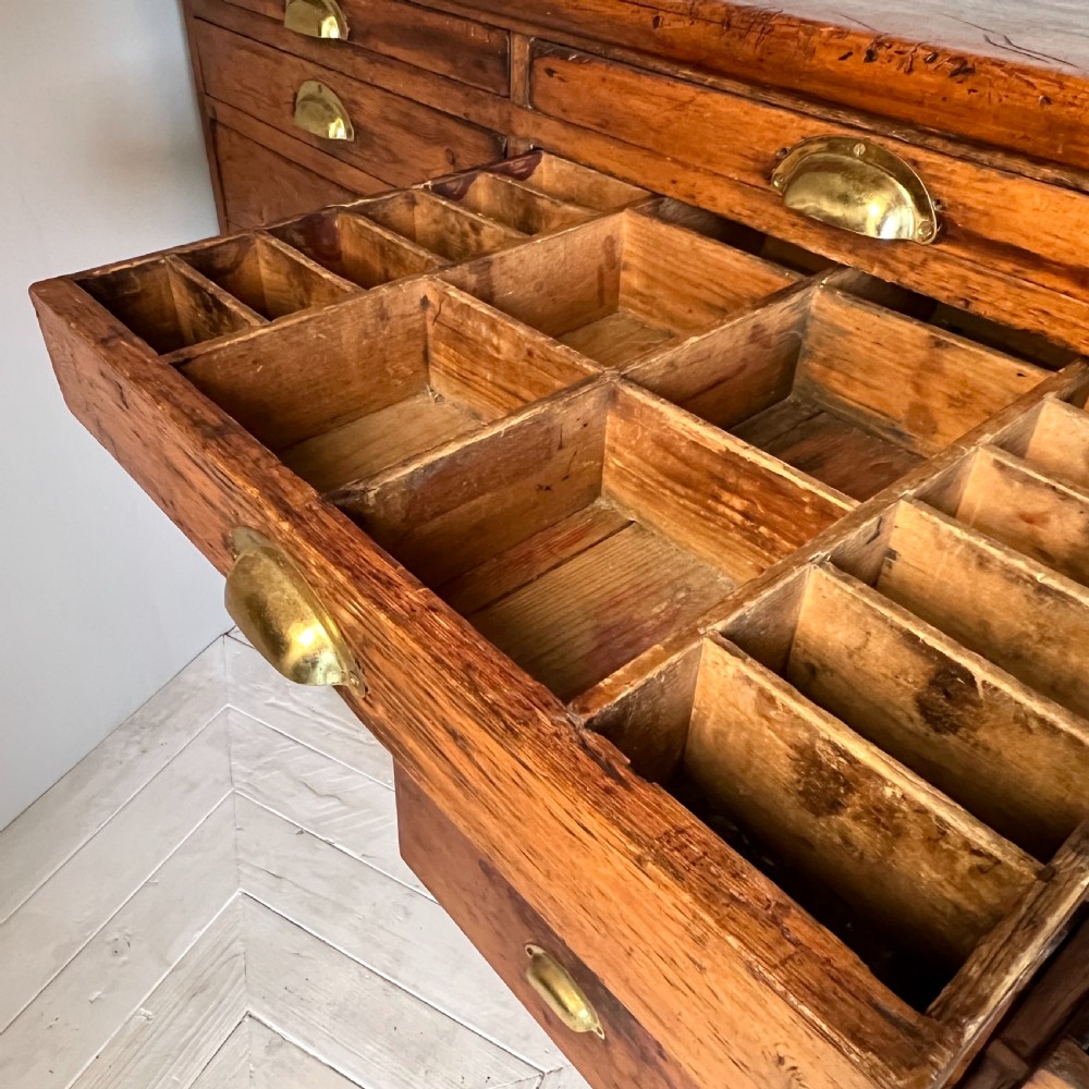 Antique Bank Of Chemist Or Apothecary Drawers View VI