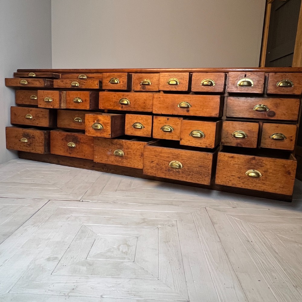 Antique Bank Of Chemist Or Apothecary Drawers View XI