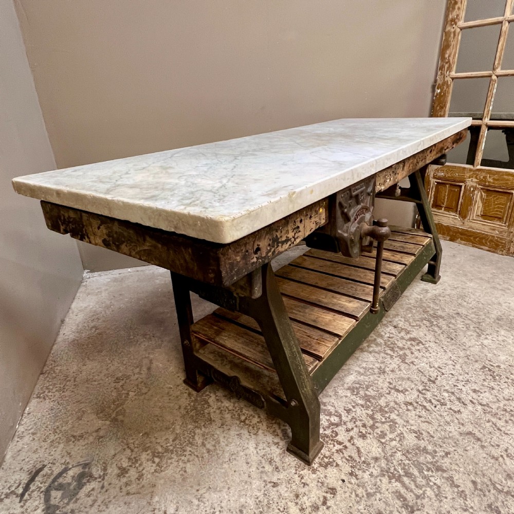 Victorian Iron & Marble Kitchen Prep or Console Table View IV