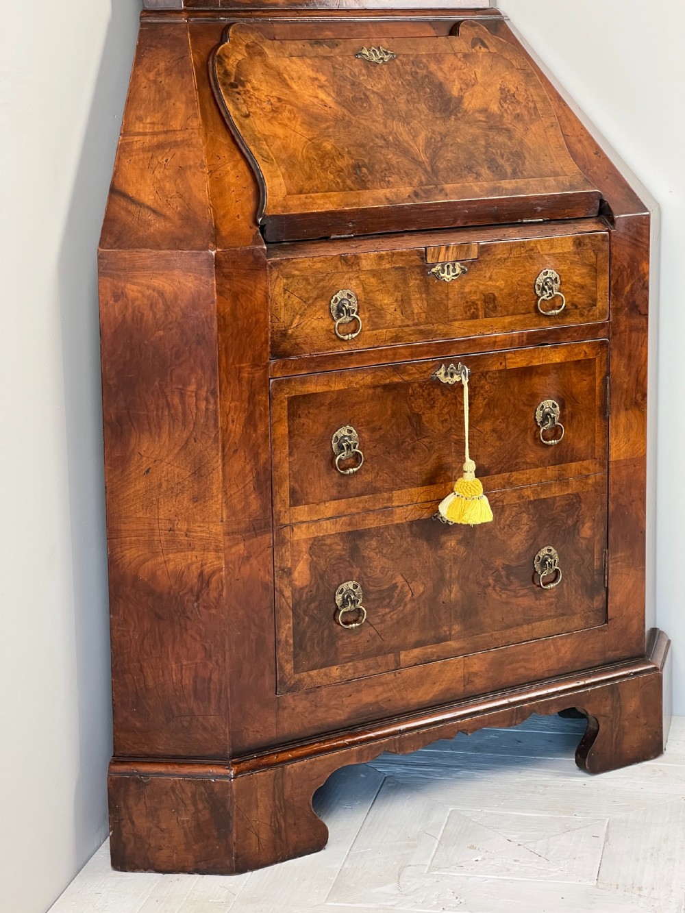 Early C20th Walnut Corner Bureau Bookcase In The Georgian Taste View V