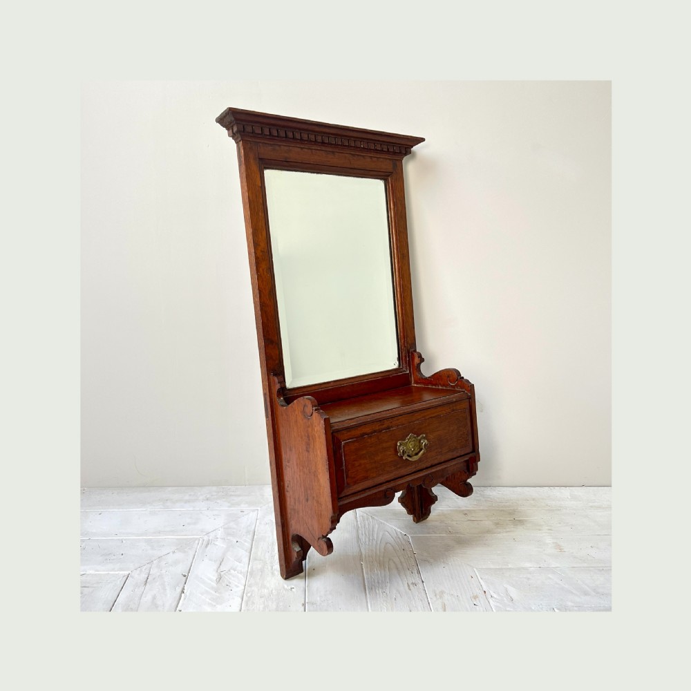 Edwardian Mahogany Wall Mirror With Drawer