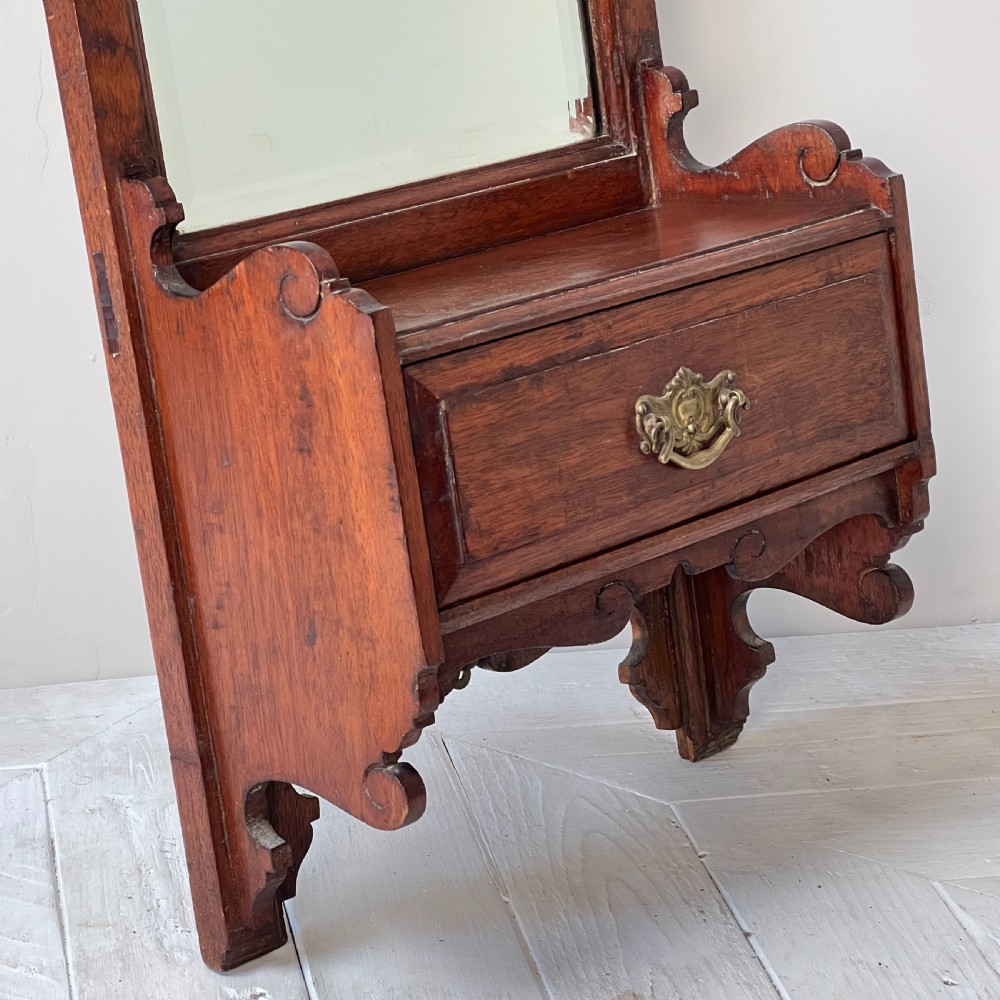 Edwardian Mahogany Wall Mirror With Drawer View IV