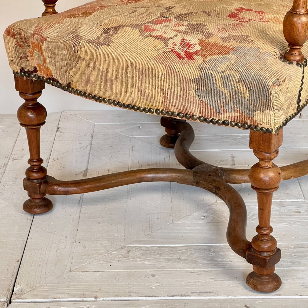 C19th Continental Walnut Tapestry Armchair View II