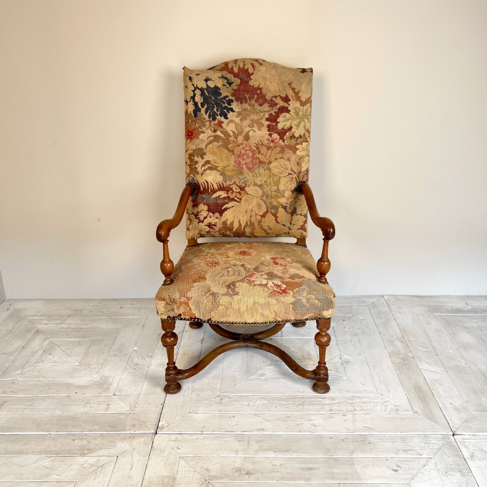 C19th Continental Walnut Tapestry Armchair View III