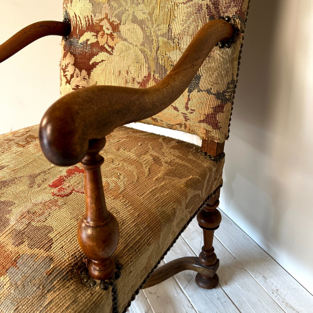 C19th Continental Walnut Tapestry Armchair View VI