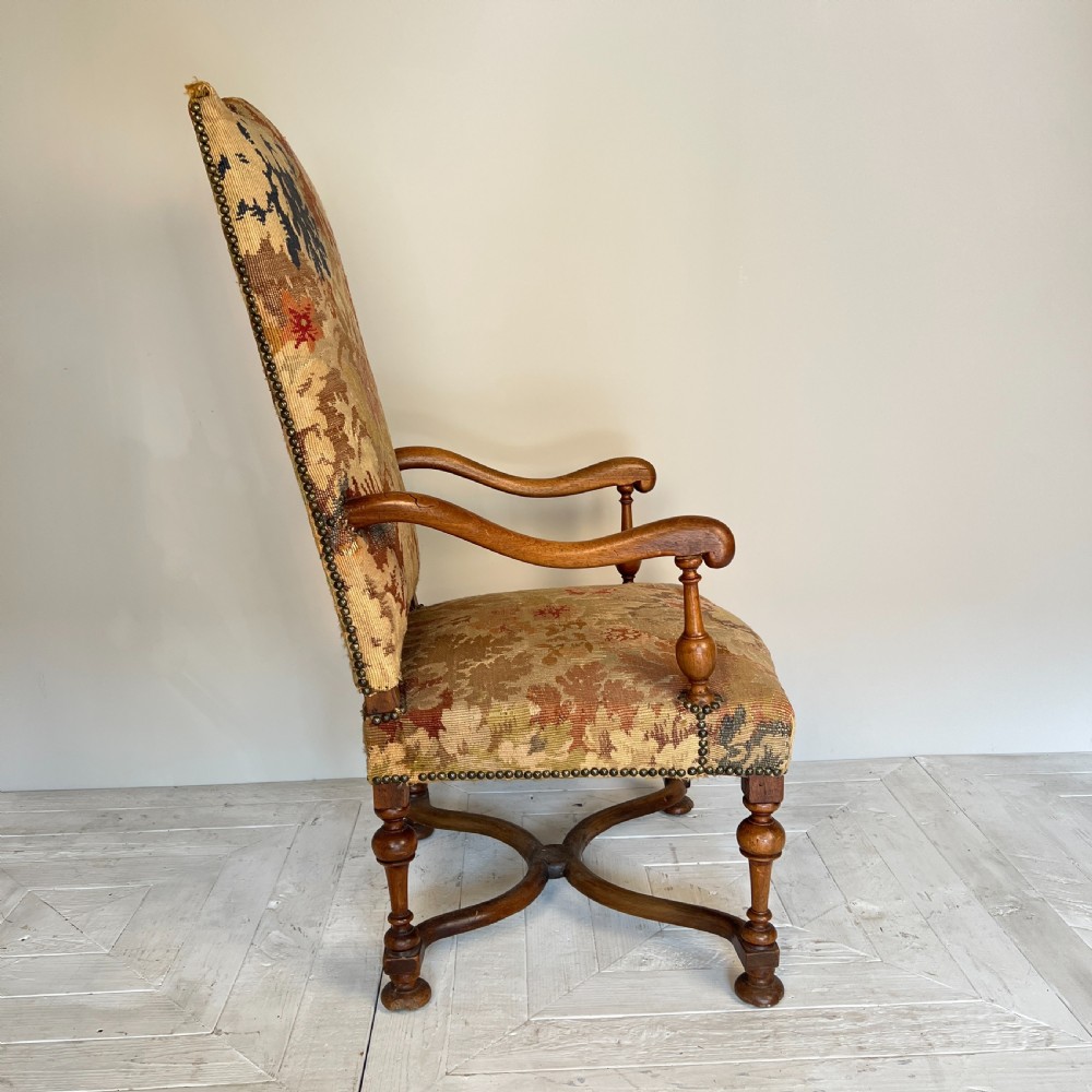C19th Continental Walnut Tapestry Armchair View VII