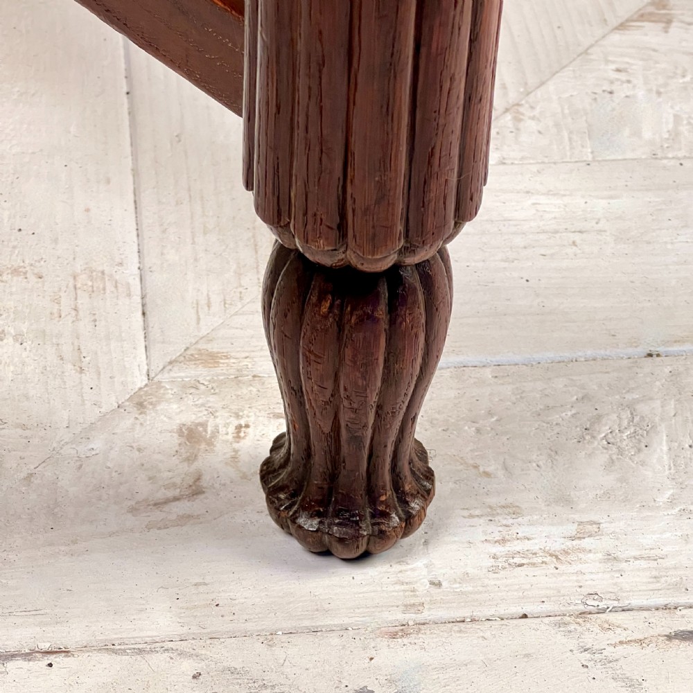 Carved Oak & Leather Arm Or Desk Chair View VI