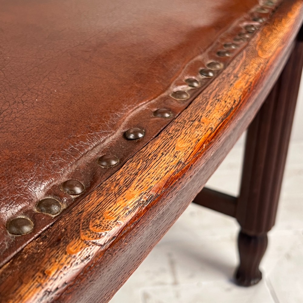 Carved Oak & Leather Arm Or Desk Chair View VIII