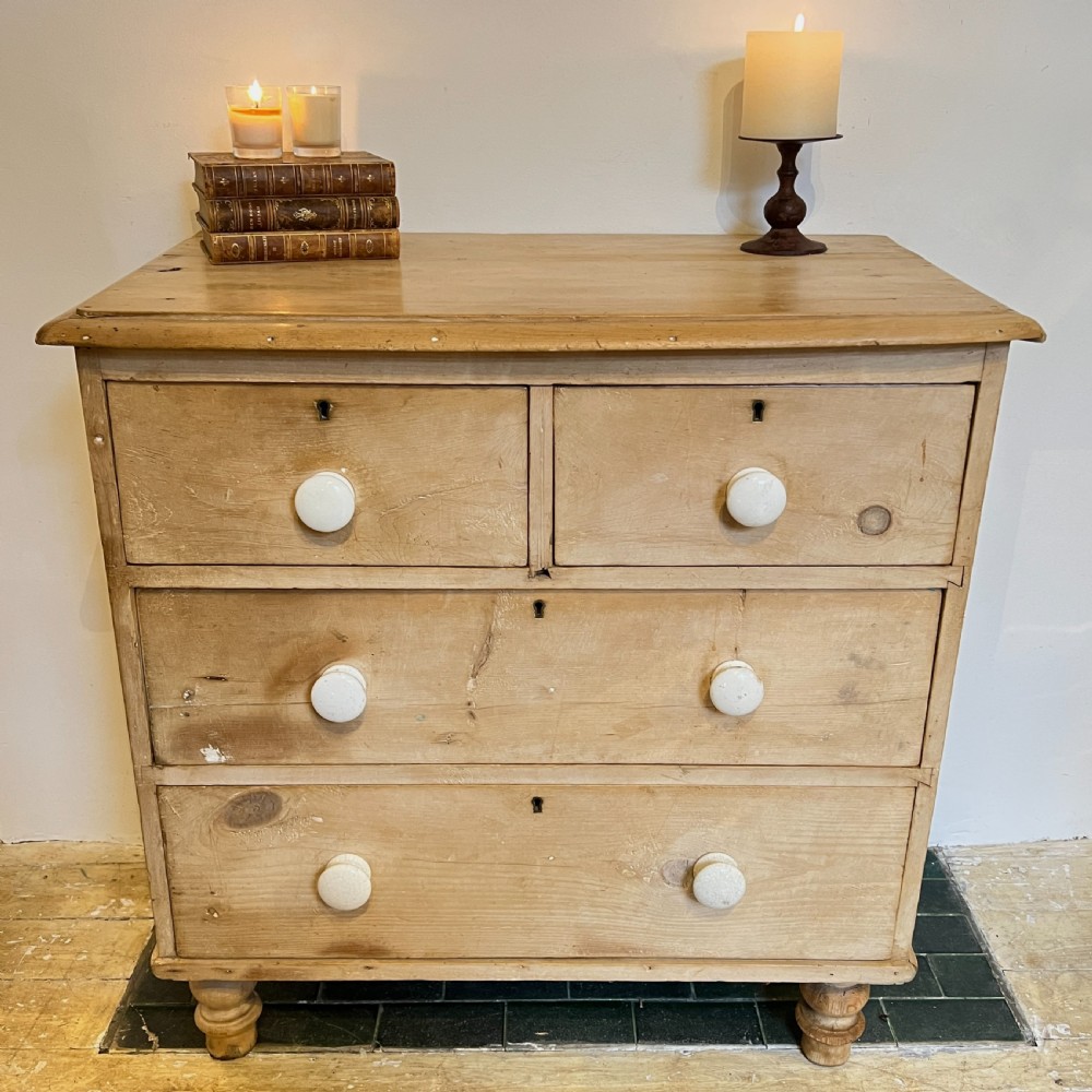 Victorian Stripped Pine Chest Of Drawers