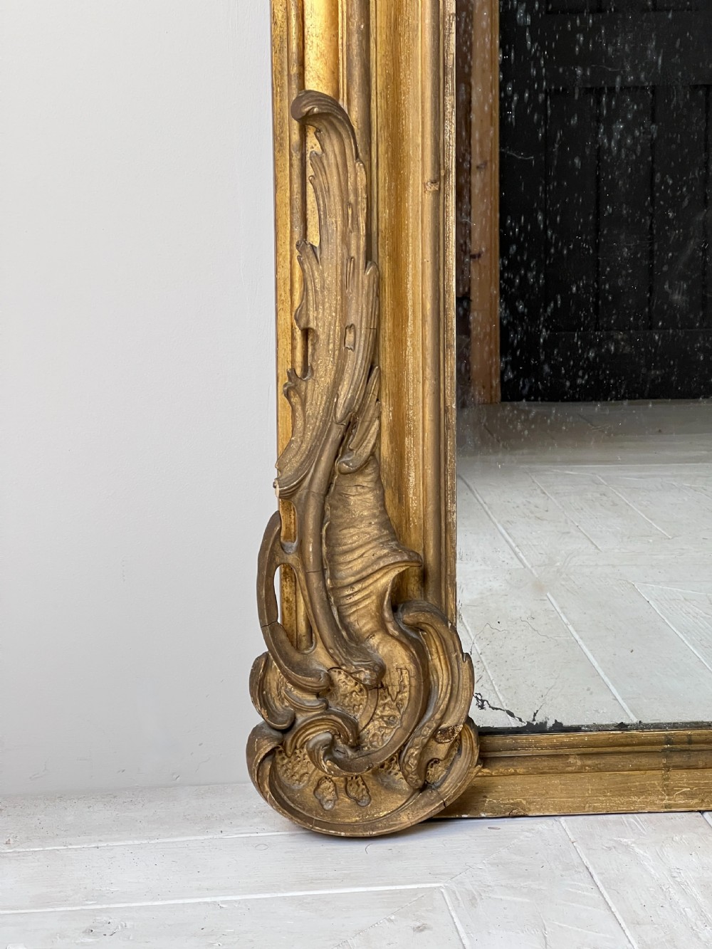 Large Six Foot Giltwood And Gesso C19th Putti Mirror View III