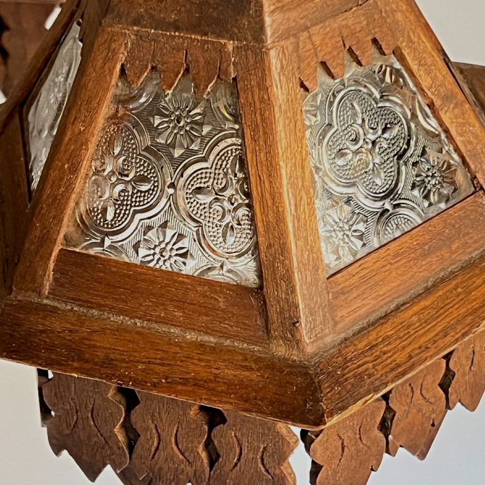 Arts & Crafts Black Forest Jugendstil Oak Chandelier View III