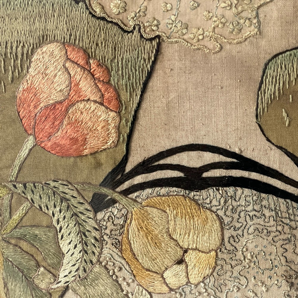 Antique Dutch Silk Embroidery Of Queen Wilhelmina View V