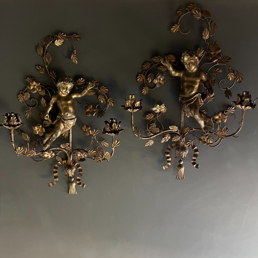 Pair Of Giltwood And Toleware Wall Light Sconces  View VII