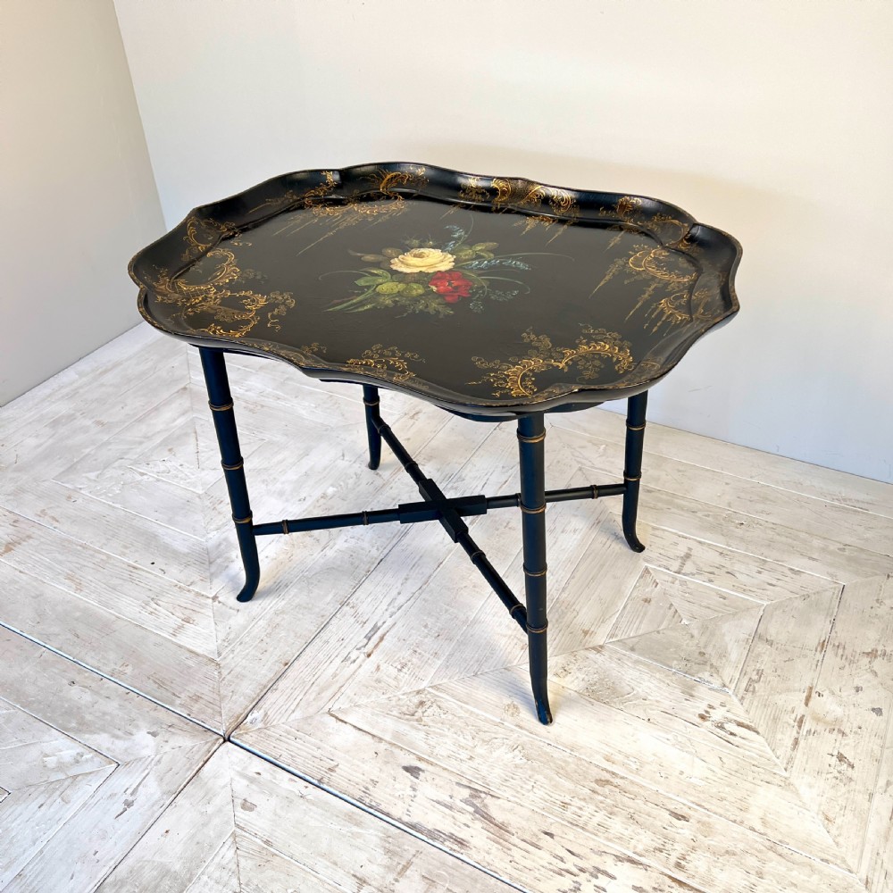 A Regency Japanned Papier-Mache Tray Table By Jennens And Bettridge