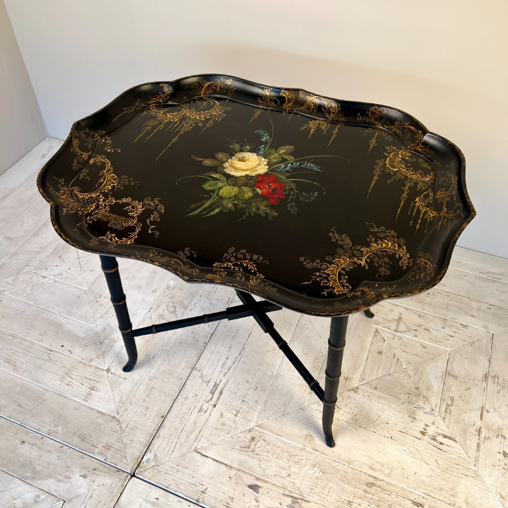 A Regency Japanned Papier-Mache Tray Table By Jennens And Bettridge View V