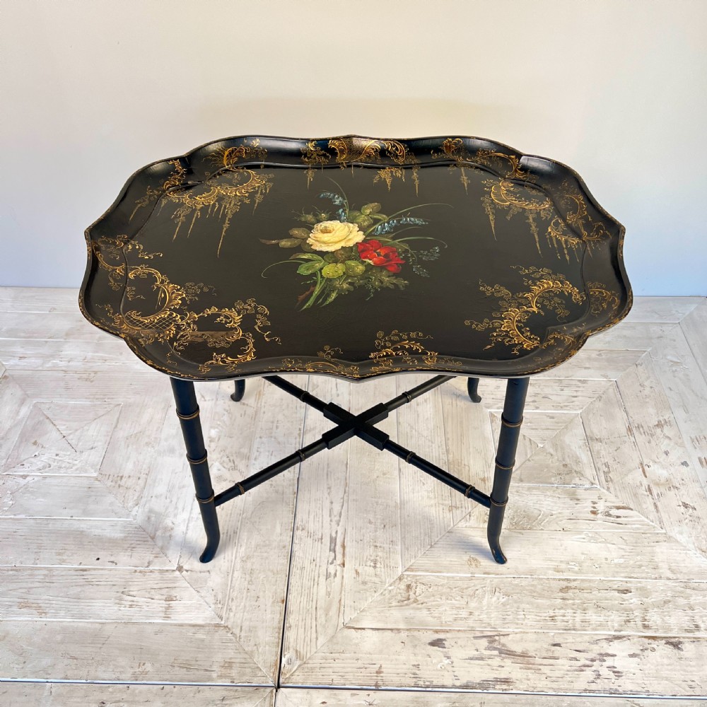 A Regency Japanned Papier-Mache Tray Table By Jennens And Bettridge View VI
