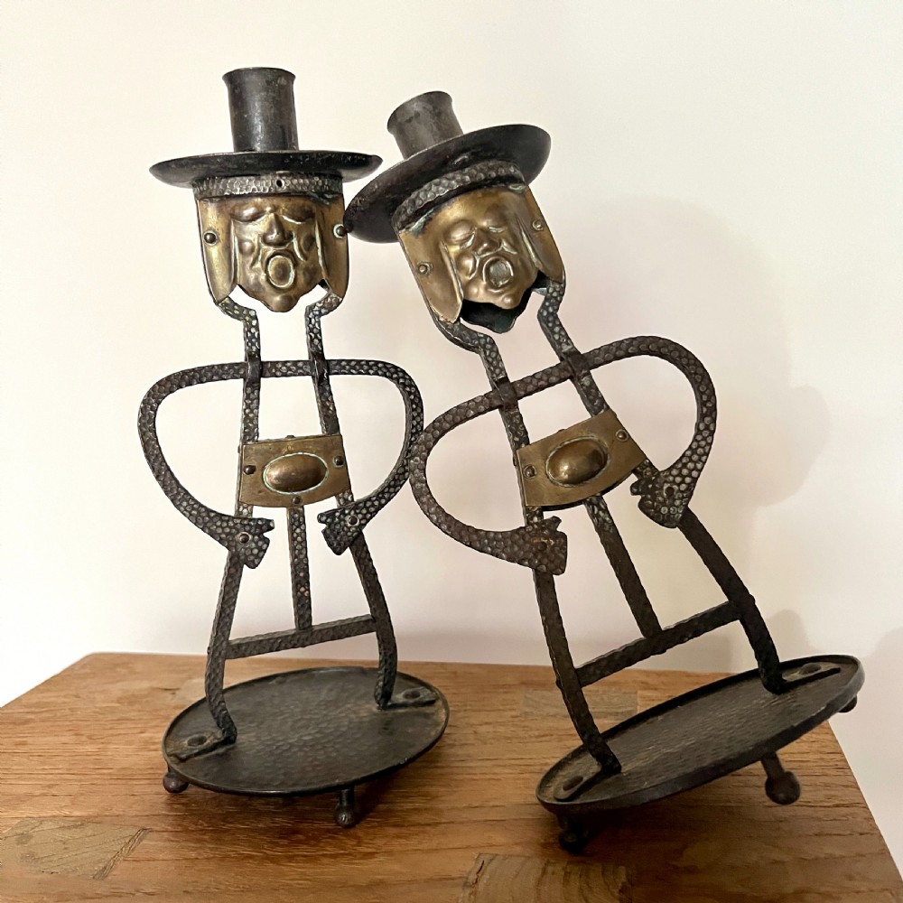 Pair Of French Arts & Crafts Candle Sticks