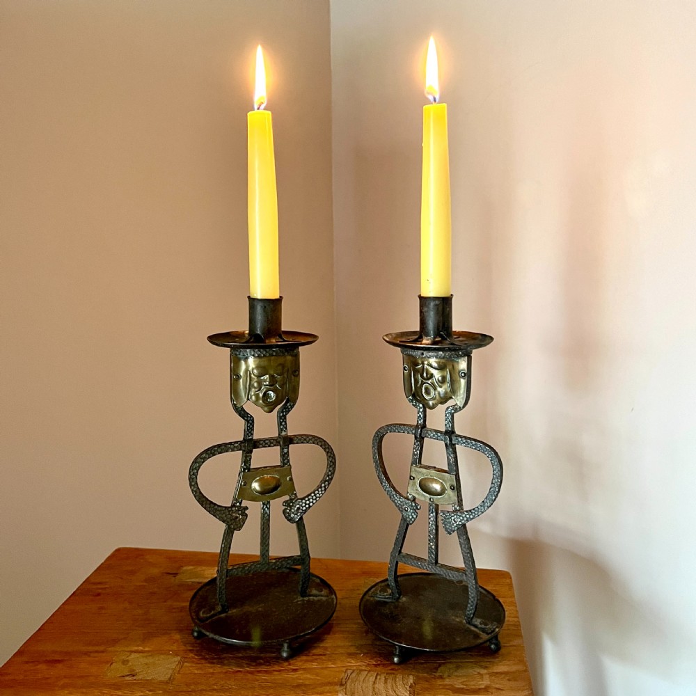 Pair Of French Arts & Crafts Candle Sticks View II