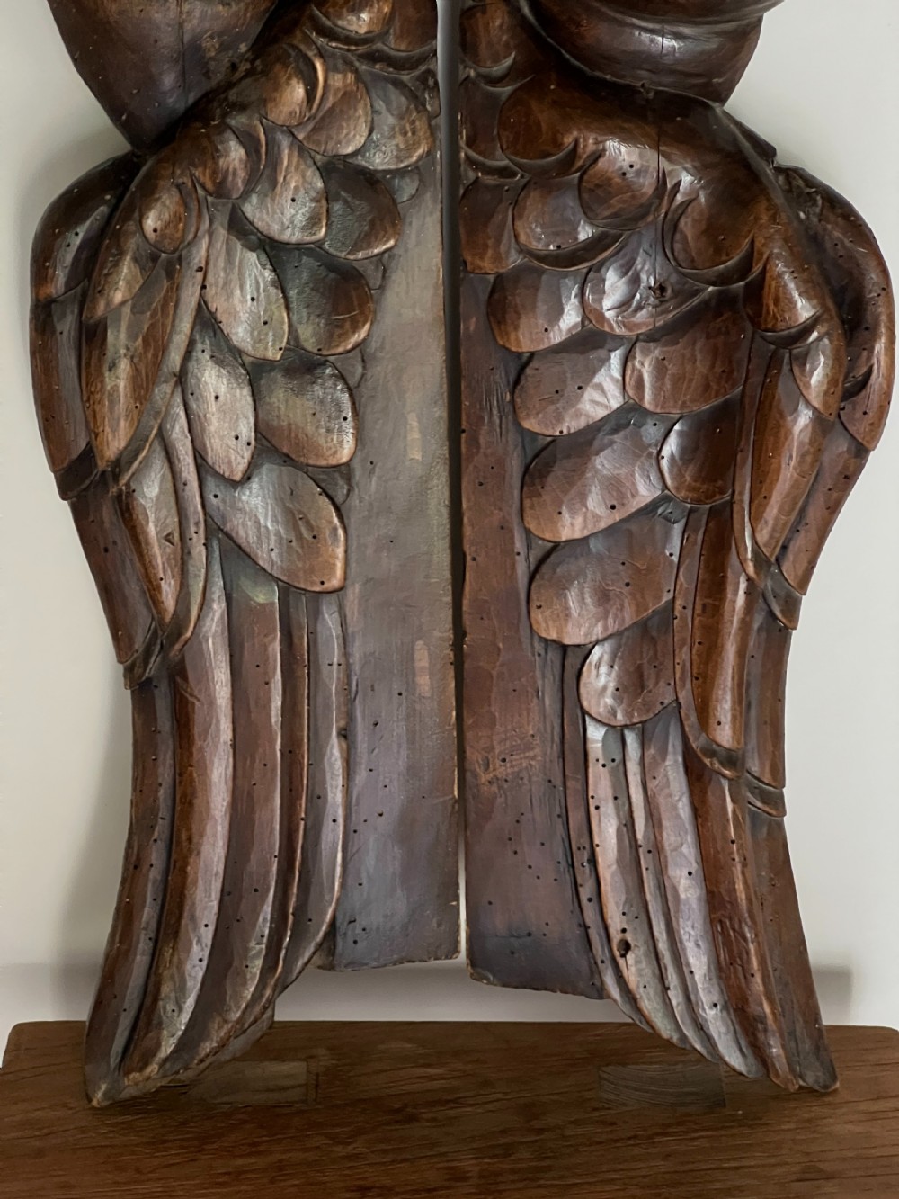 Pair Of Antique Carved Wood Putti Church Fragments View VII