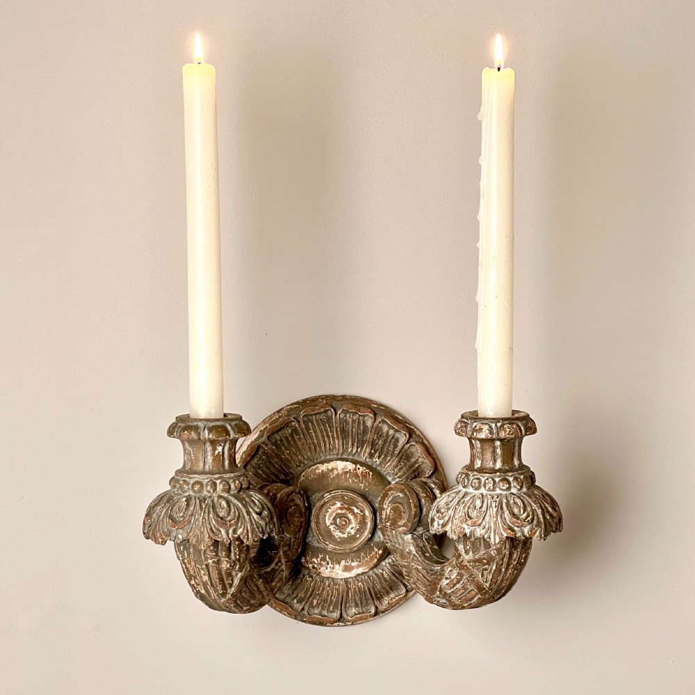A Pair Of French Antique Painted Carved Wood Sconces View III