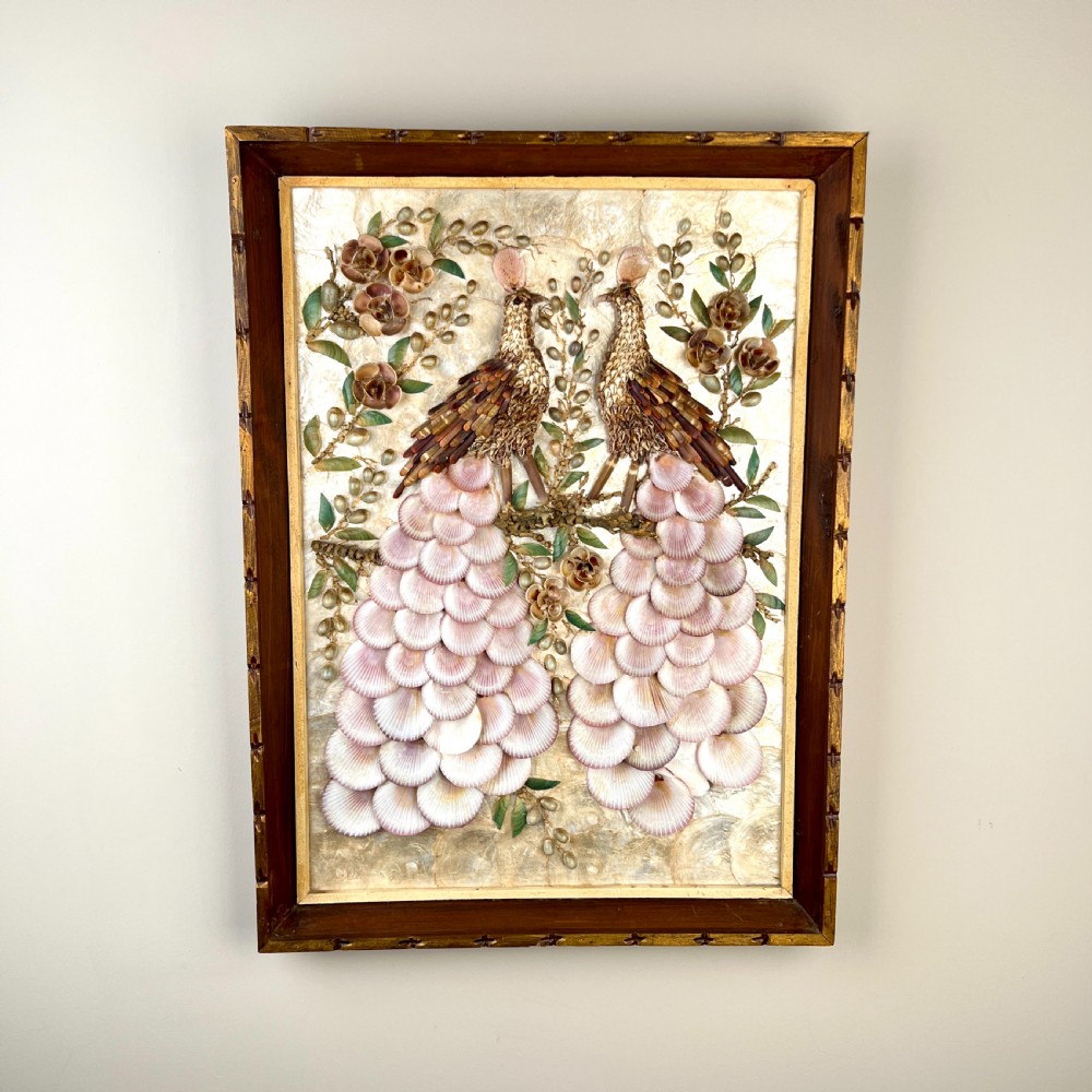 Vintage Peacock Shell Diorama