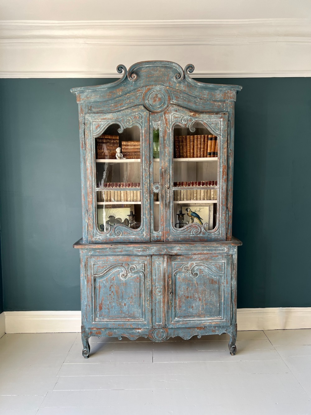 Antique Painted Oak Buffet Deux Corps