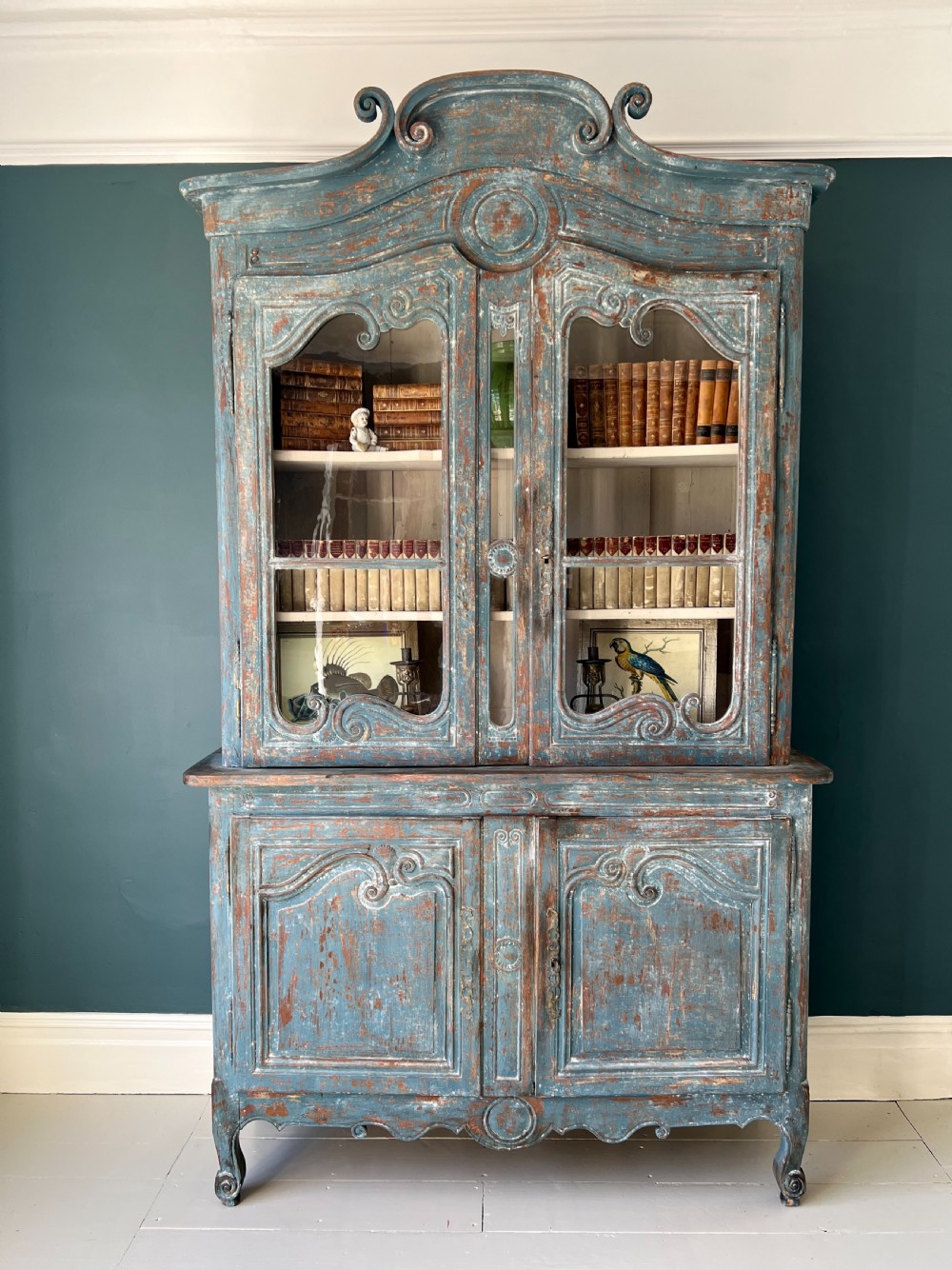 Antique Painted Oak Buffet Deux Corps View II