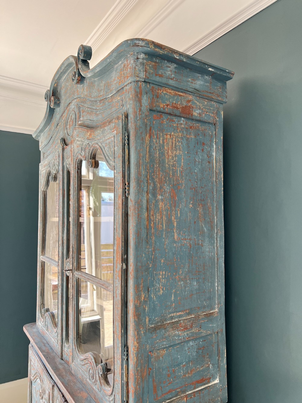 Antique Painted Oak Buffet Deux Corps View IV