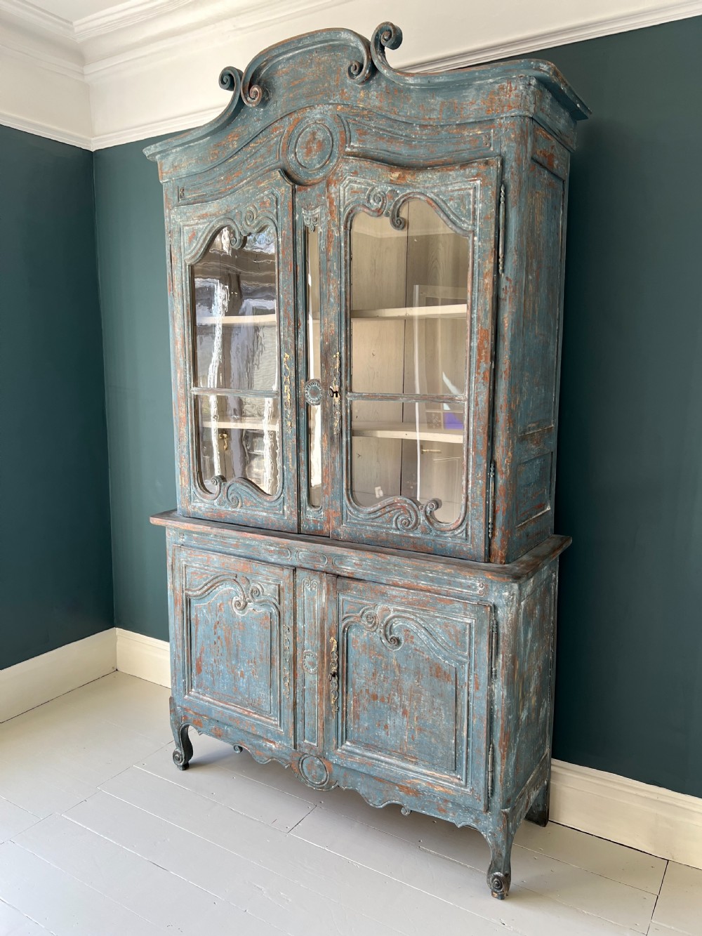 Antique Painted Oak Buffet Deux Corps View IX