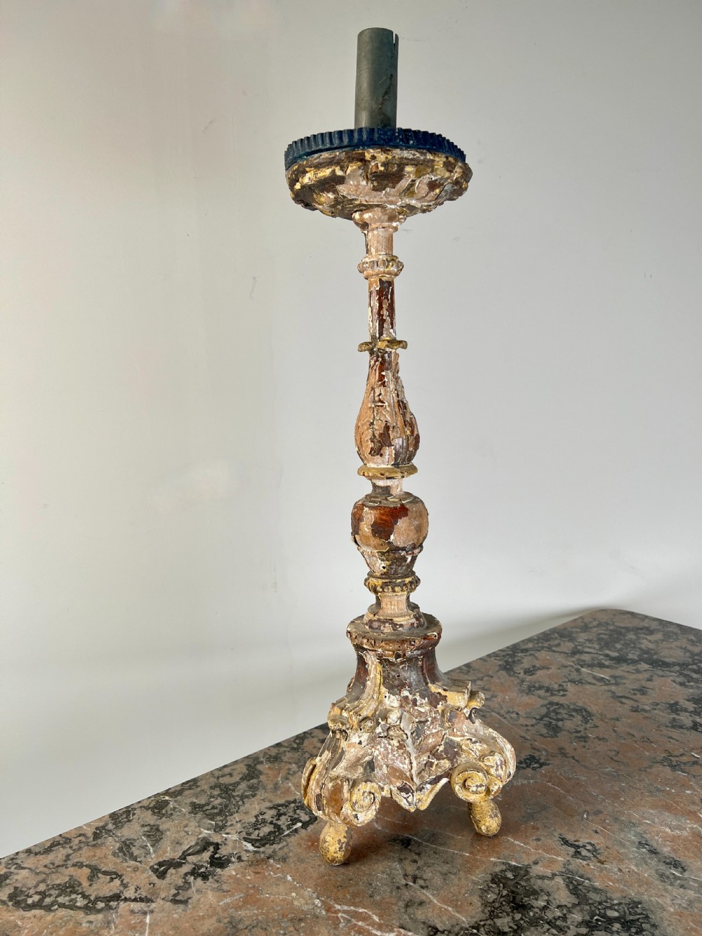A Good C18th Time Worn Candle Stick