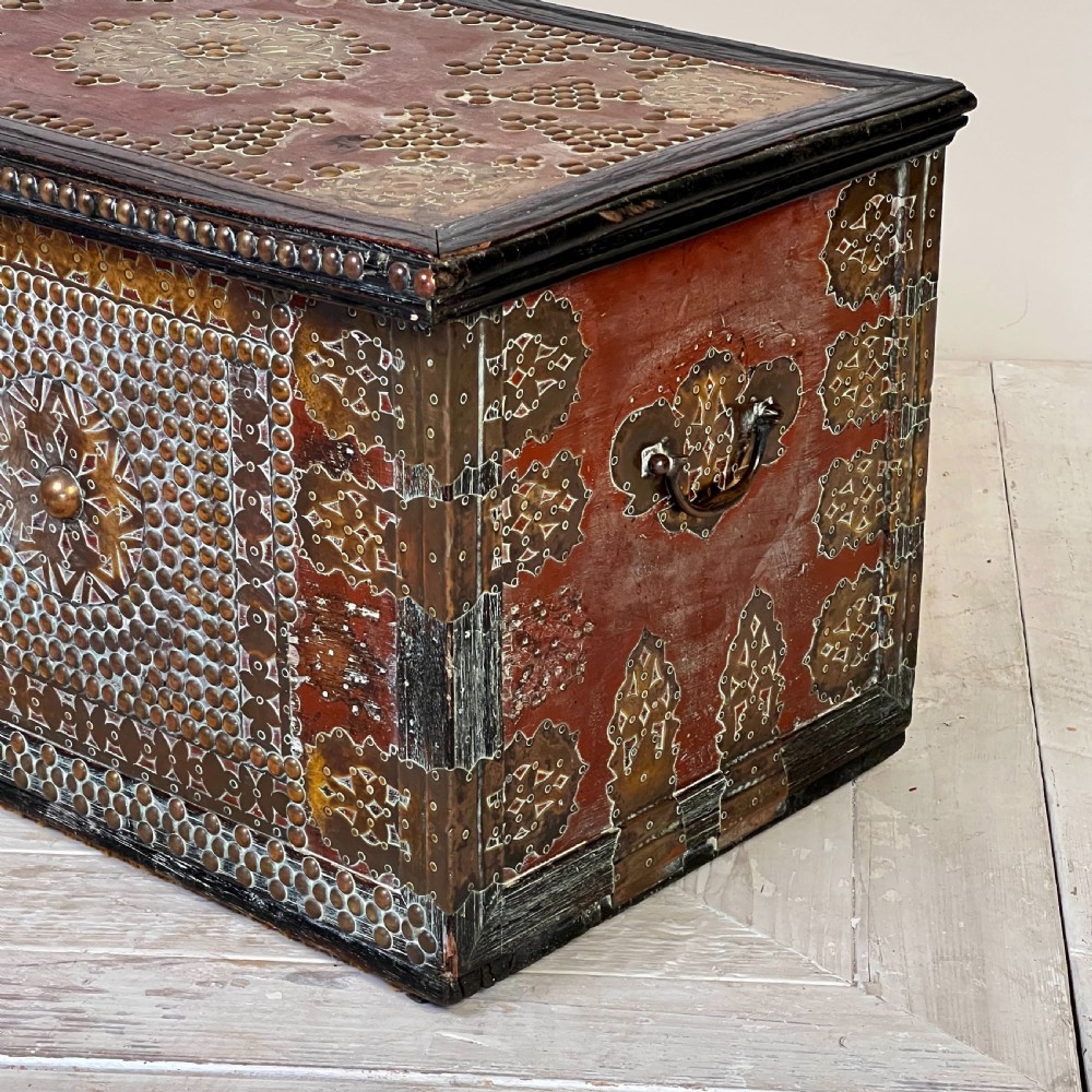 A Fine Antique Hardwood Brass Bound and Studded Zanzibar Chest or Trunk View IV