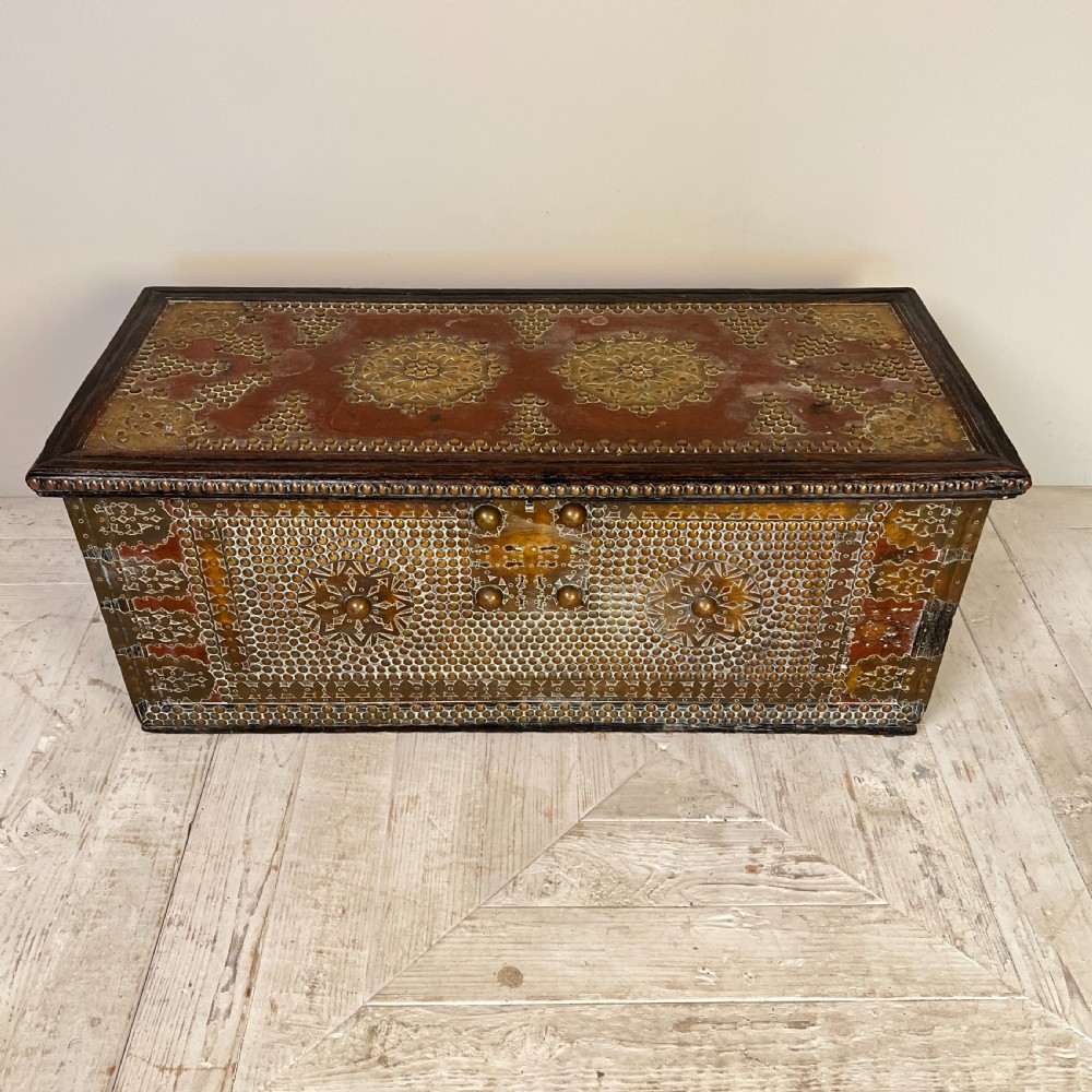 A Fine Antique Hardwood Brass Bound and Studded Zanzibar Chest or Trunk View VII