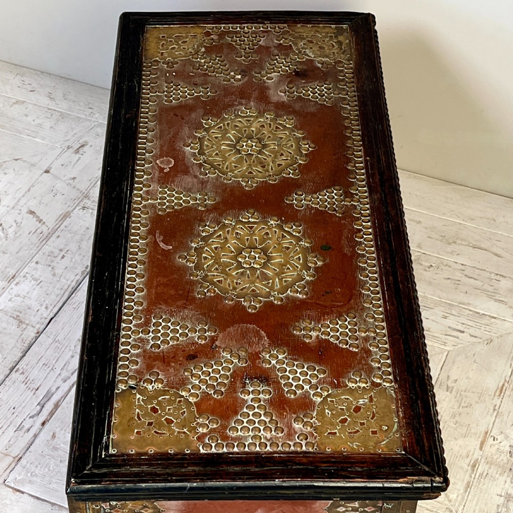 A Fine Antique Hardwood Brass Bound and Studded Zanzibar Chest or Trunk View VIII