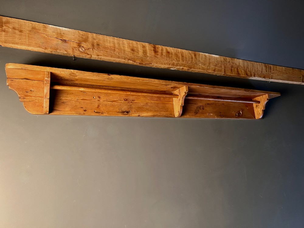 Large Vintage Pine Shelf Coat Rack