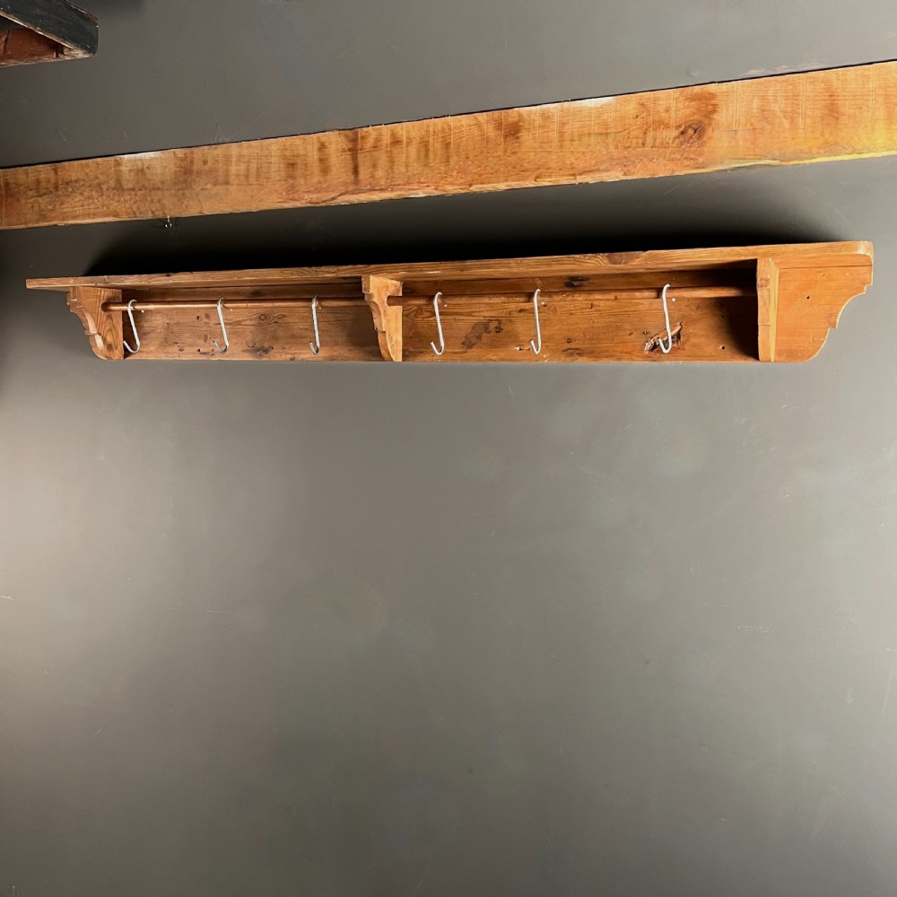 Large Vintage Pine Shelf Coat Rack View II