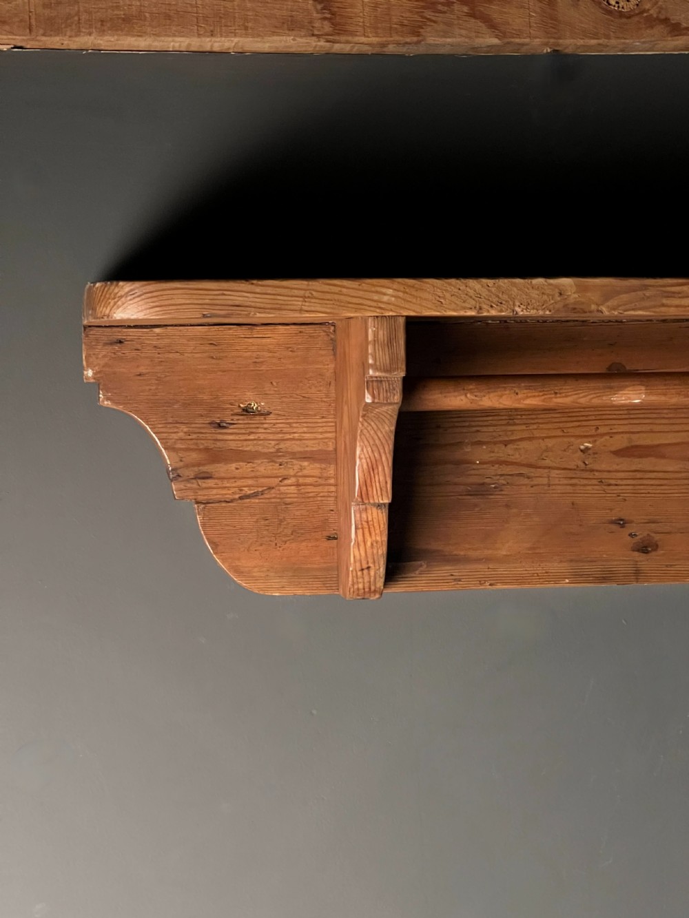 Large Vintage Pine Shelf Coat Rack View V