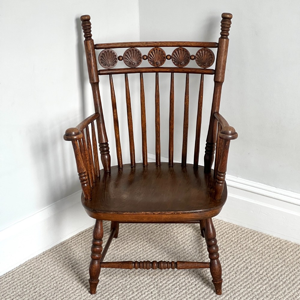 An Arts & Crafts Spindle Back Elbow Chair View V